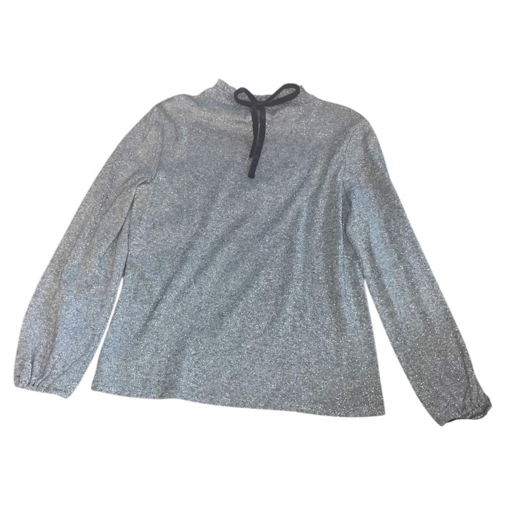 Talbots Gray Shimmer Metallic Mock Neck Sweater Women's Size M